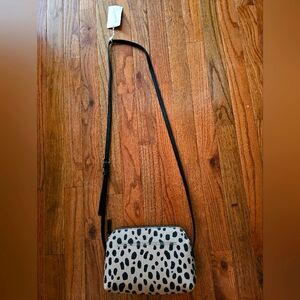 NWT Animal Print Stylish Black and Cream Women's Crossbody Bag